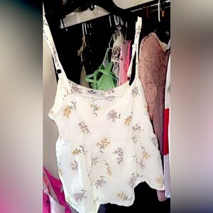Hollister White and Yellow Camisole Top